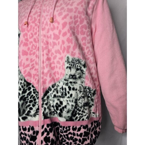 Vintage Y2K Classic Editions Shepra Lined Pink Snow Tiger Print Zip Jacket-SMALL - Picture 3 of 16